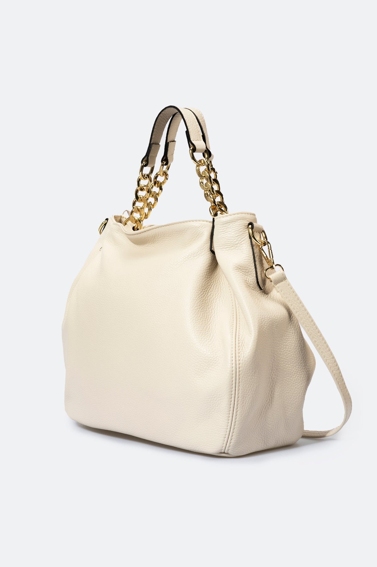 Eleonora Made in Italy Leather Shoulder Bag – Beige