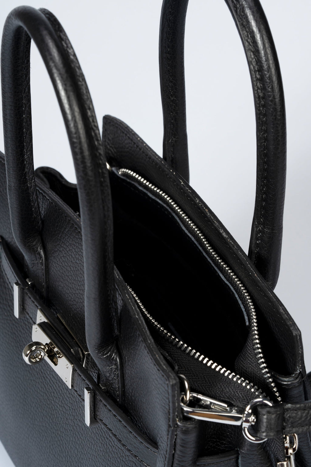 Gabriella Made in Italy Leather Top Handle Handbag – Black