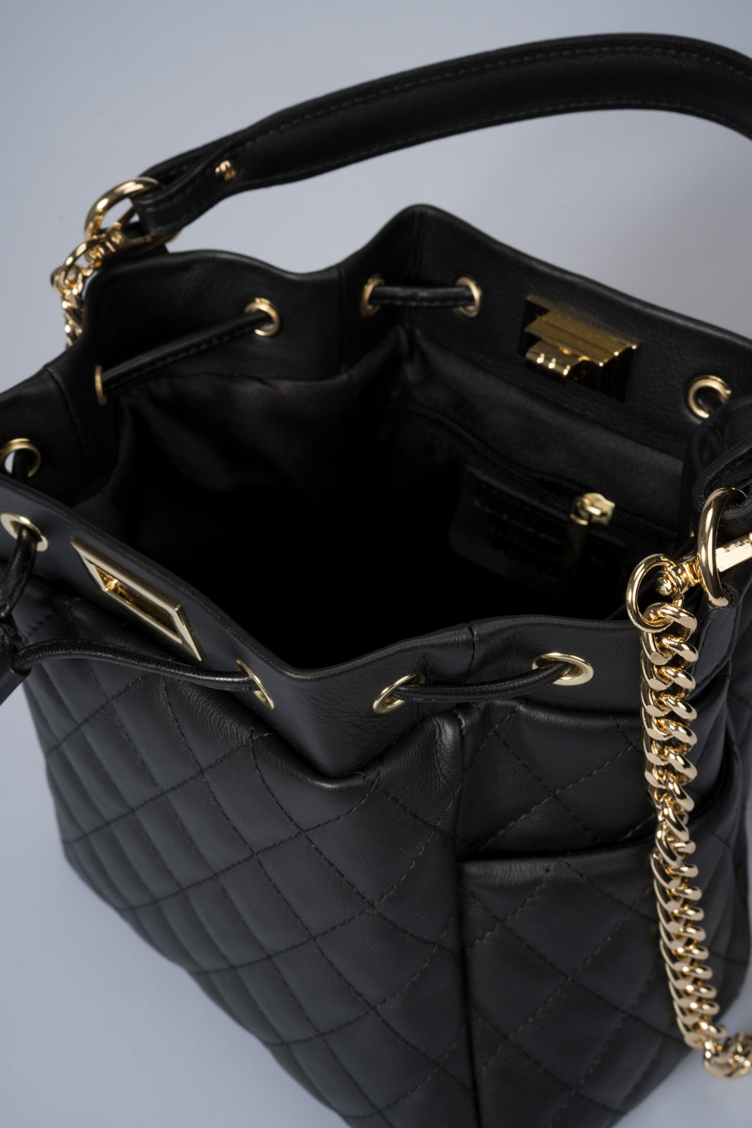 Veronica Made in Italy Full Grain Leather Top Handle Handbag – Black