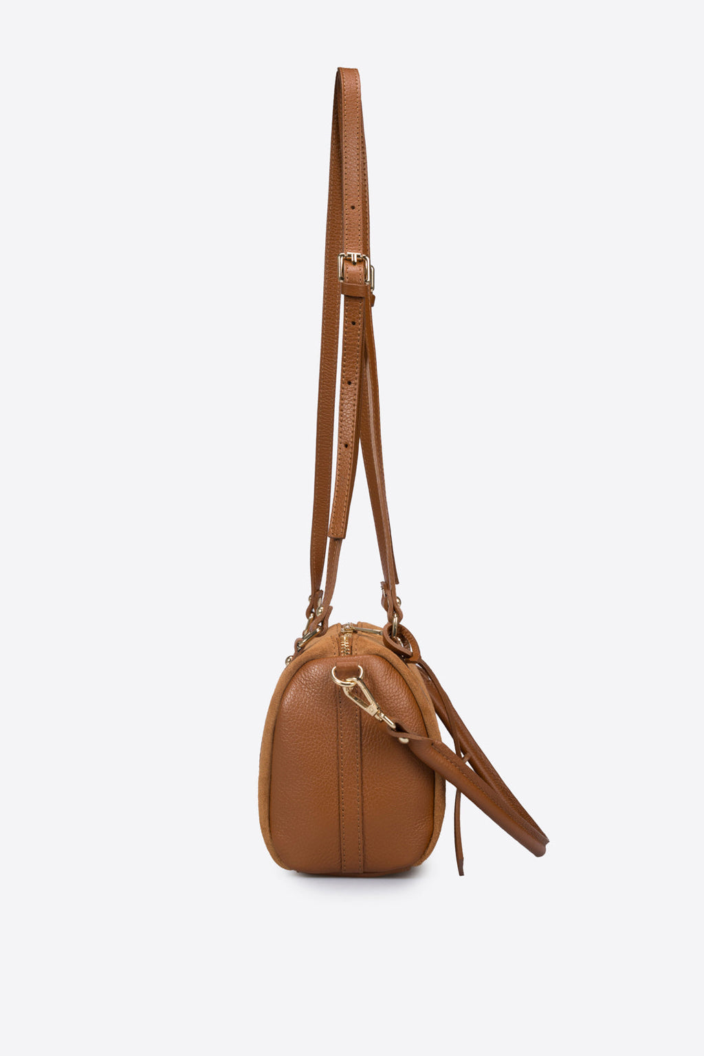 Noemi Made in Italy Suede Leather Bowling Bag – Cognac