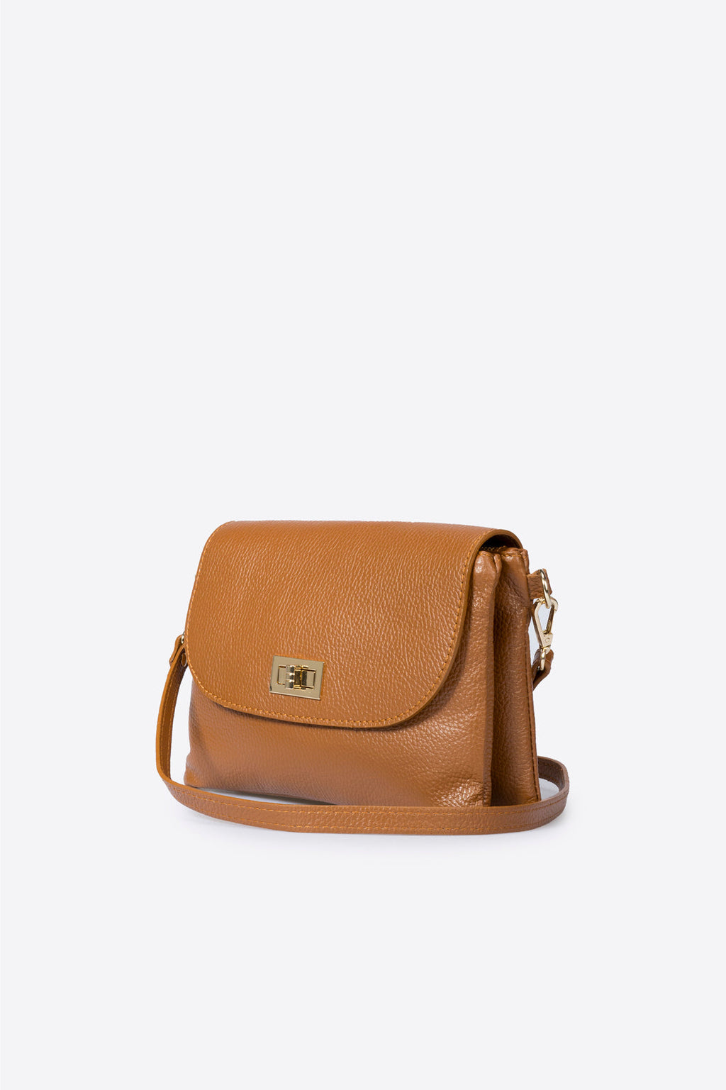 Ludovica Made in Italy Full Grain Leather Crossbody Bag – Cognac
