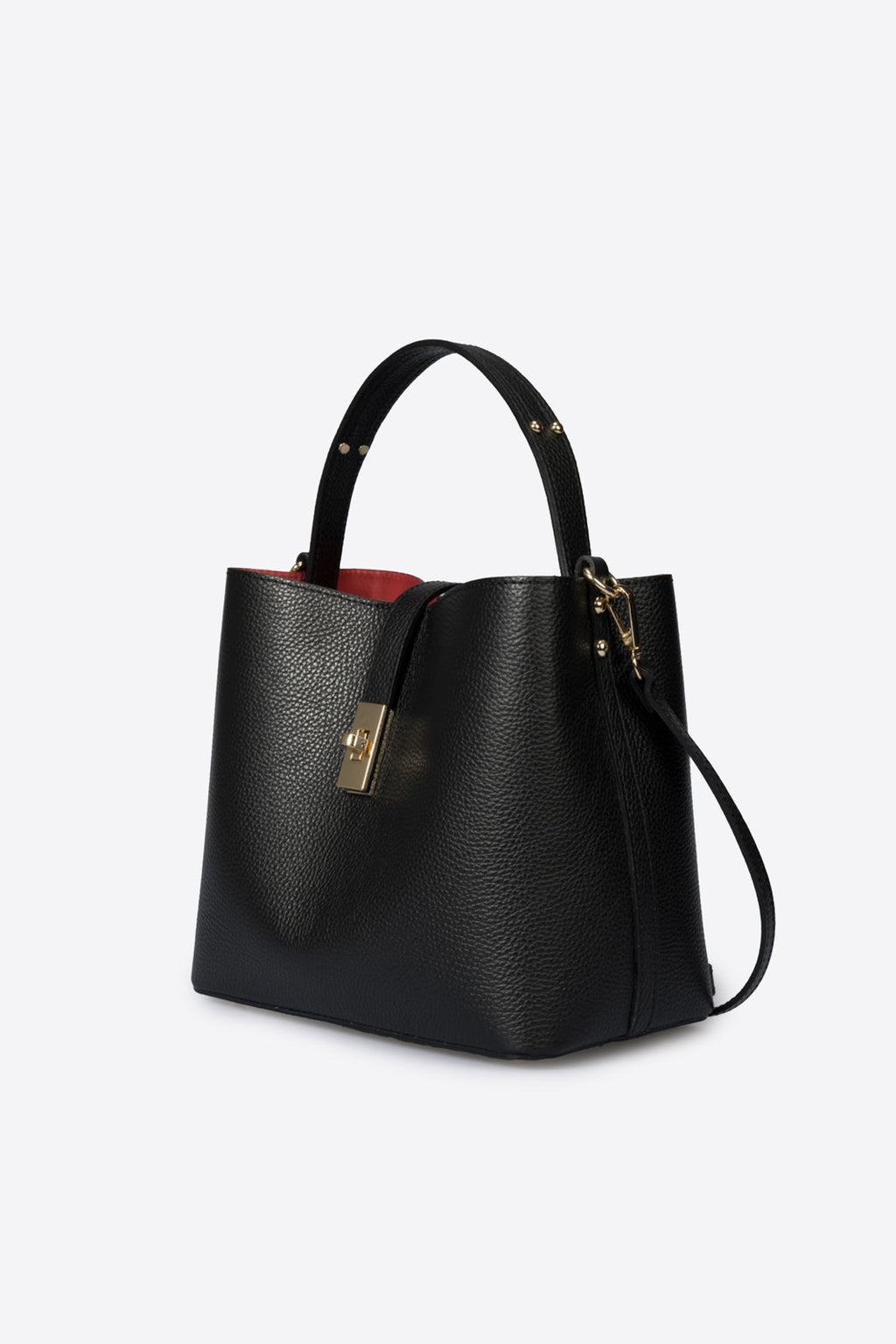 Greta Made in Italy Leather Top Handle Handbag – Black