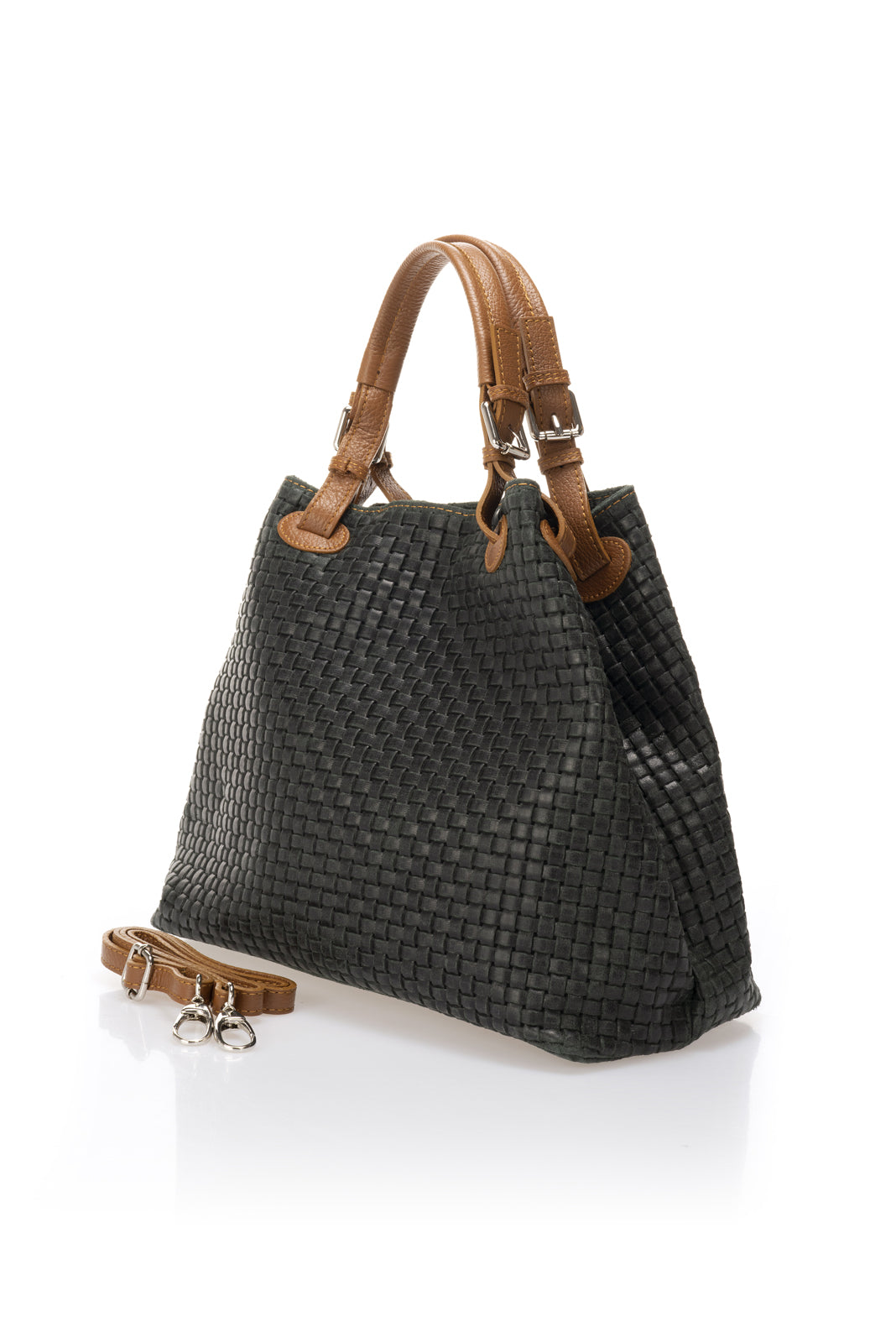 Aria Made in Italy Suede Leather Tote Bag – Dark Green
