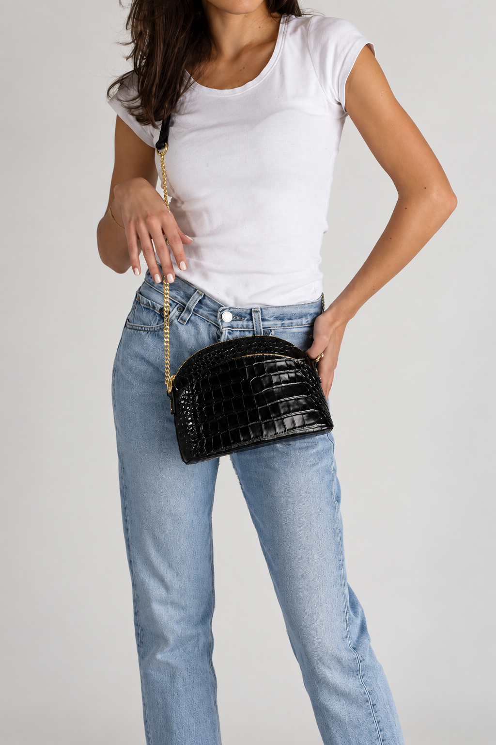 Adriana Made in Italy Leather Crossbody Bag – Black