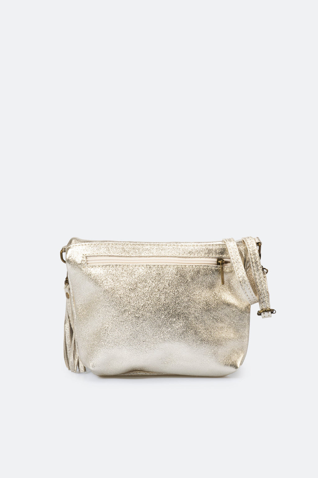 Alessia Made in Italy Full Grain Leather Crossbody Bag – Platinum