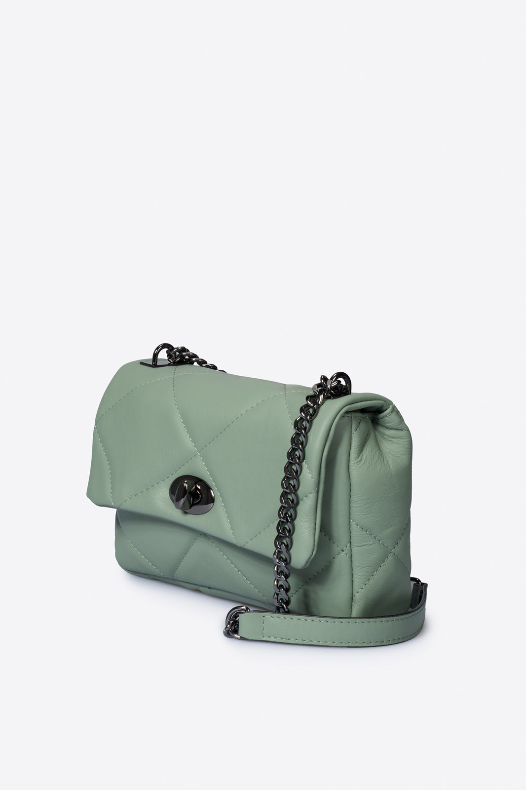 Silvia Made in Italy Full Grain Leather Shoulder Bag – Mint Green