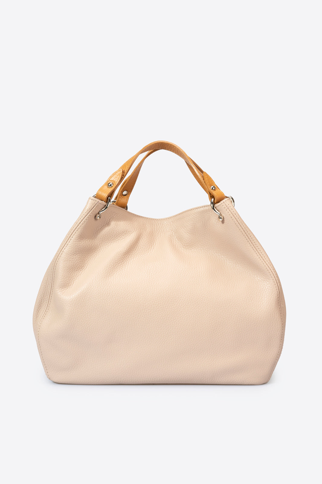 Fiorella Made in Italy Leather Top Handle Handbag – Blush Pink & Tan