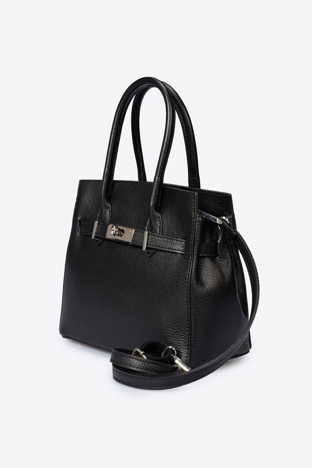 Gabriella Made in Italy Leather Top Handle Handbag – Black