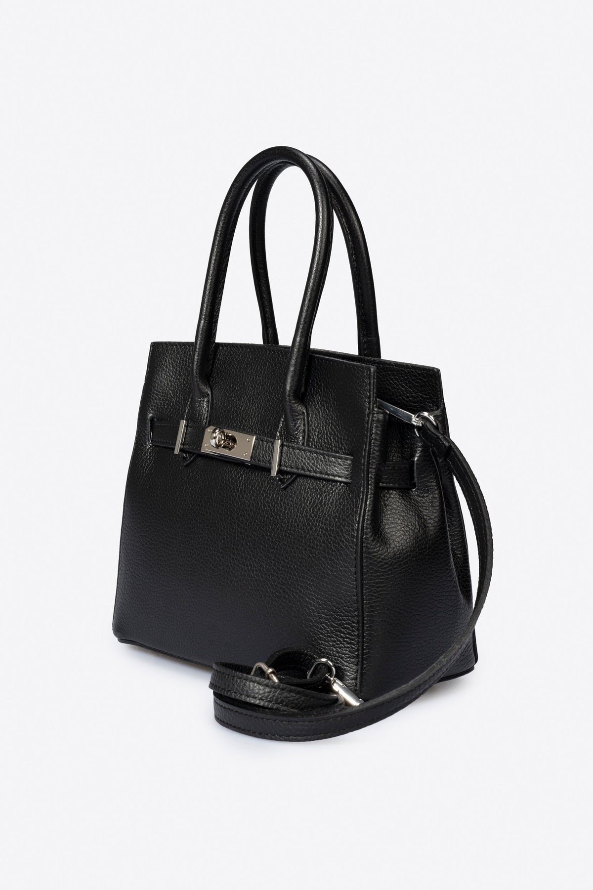Gabriella Made in Italy Leather Top Handle Handbag – Black