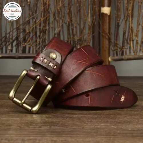 Genuine Leather Brass Pin Buckle Belt