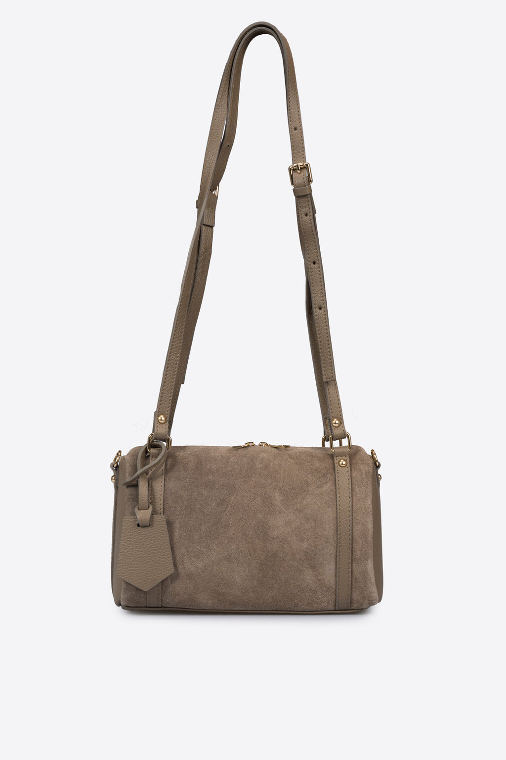Noemi Made in Italy Suede Leather Bowling Bag – Taupe