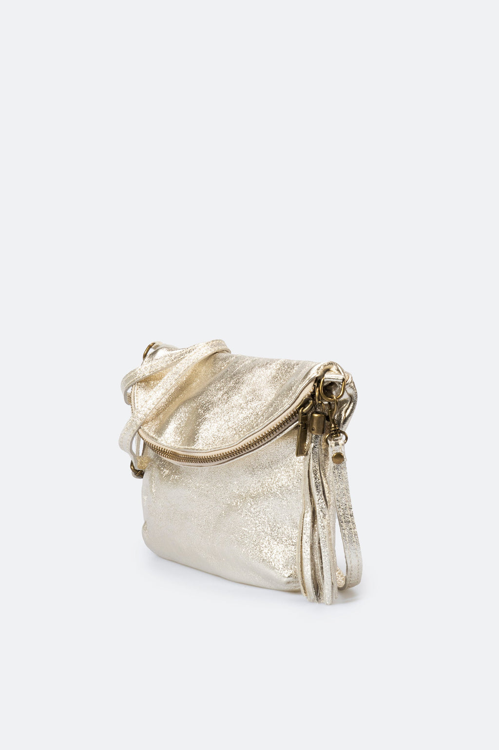 Alessia Made in Italy Full Grain Leather Crossbody Bag – Platinum