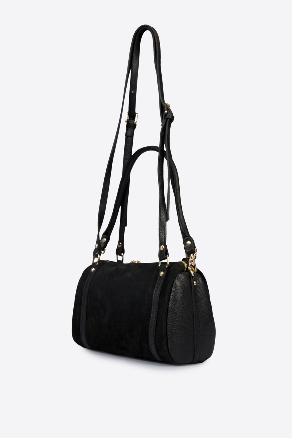 Noemi Made in Italy Suede Leather Bowling Bag – Black