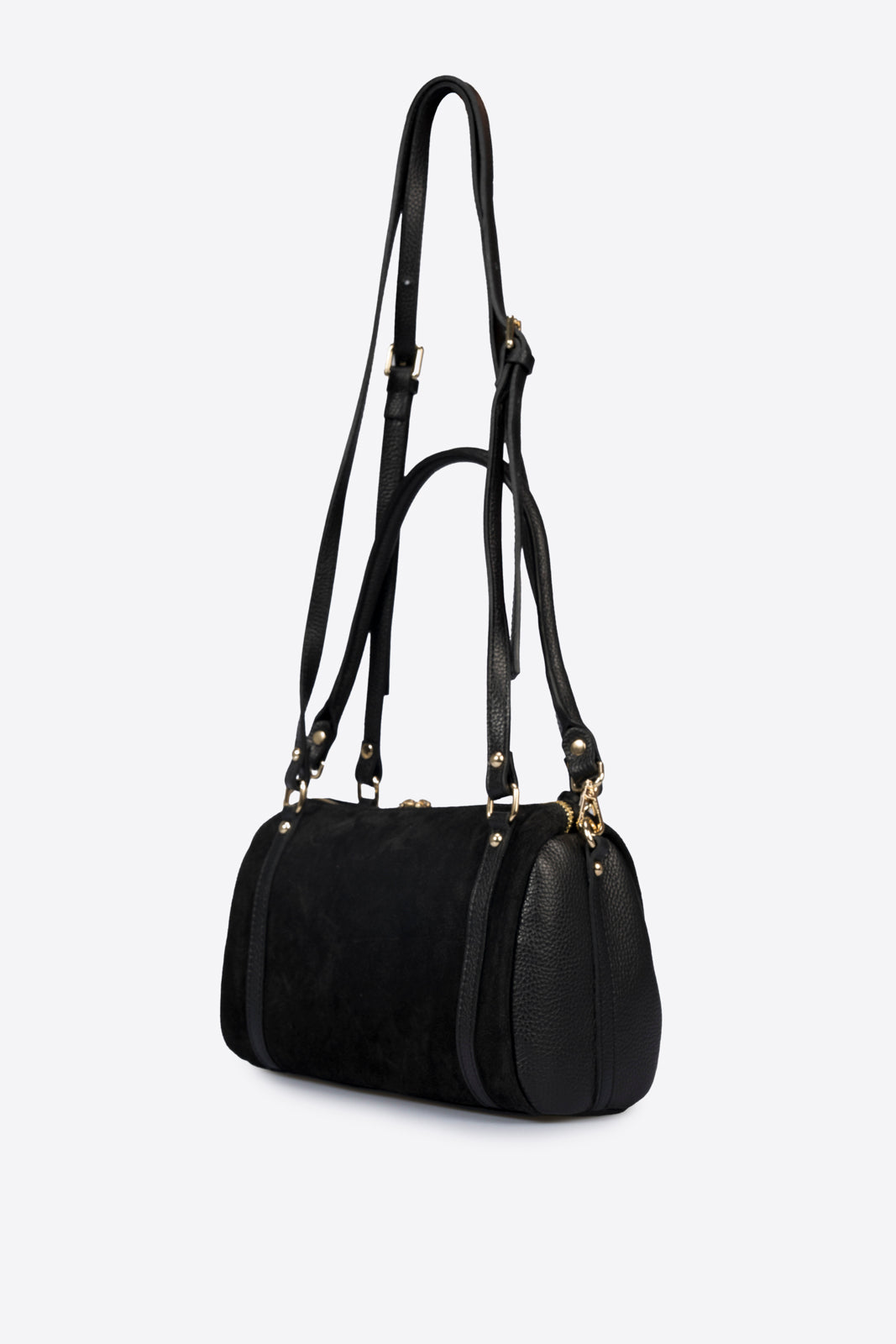 Noemi Made in Italy Suede Leather Bowling Bag – Black