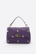 Ilaria Made in Italy Full Grain Leather Top Handle Handbag – Purple