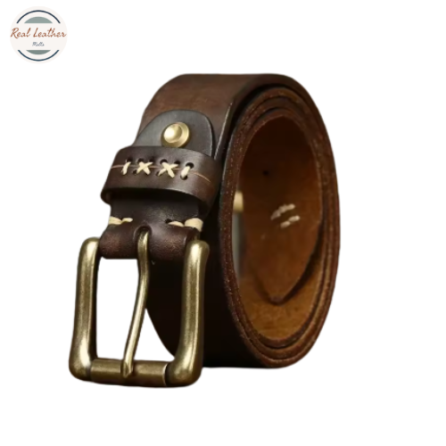 Genuine Leather Brass Pin Buckle Belt