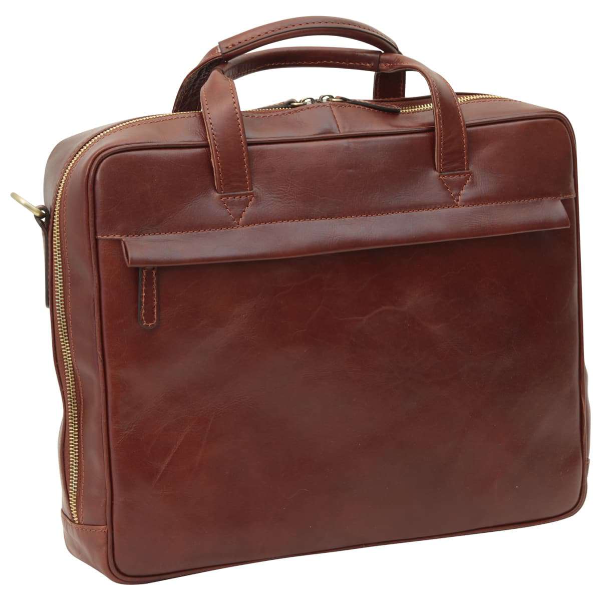 LUSSO Leather Briefcase with zip closure