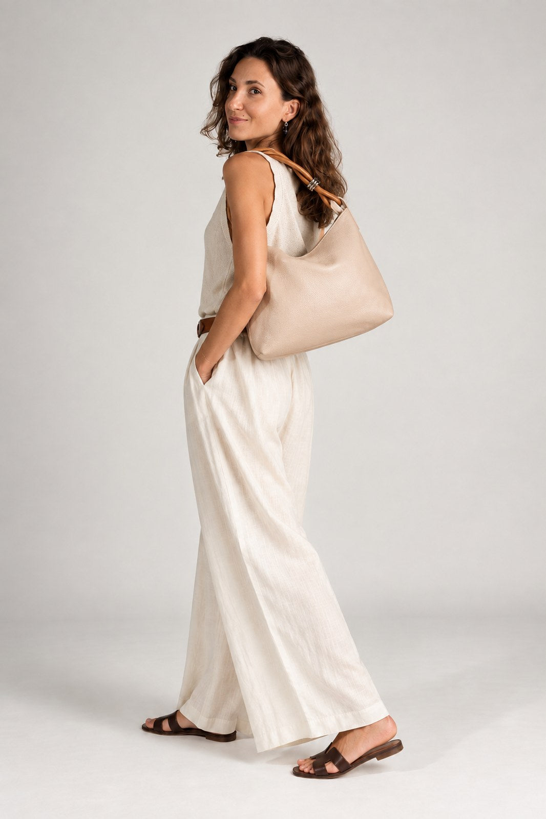 Paola Made in Italy Leather Shoulder Bag – Blush Pink