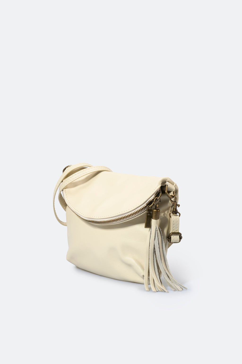 Alessia Made in Italy Full Grain Leather Crossbody Bag – Cream