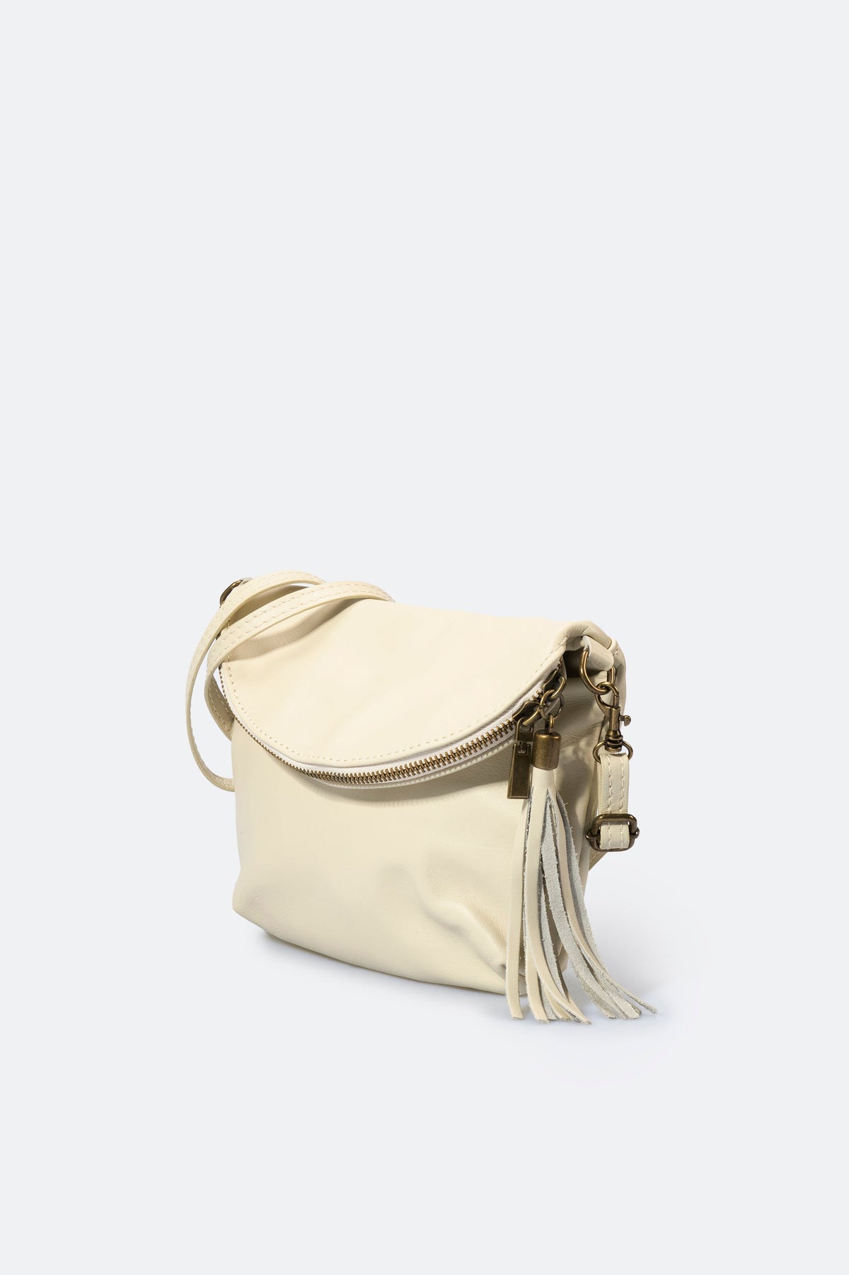 Alessia Made in Italy Full Grain Leather Crossbody Bag – Cream