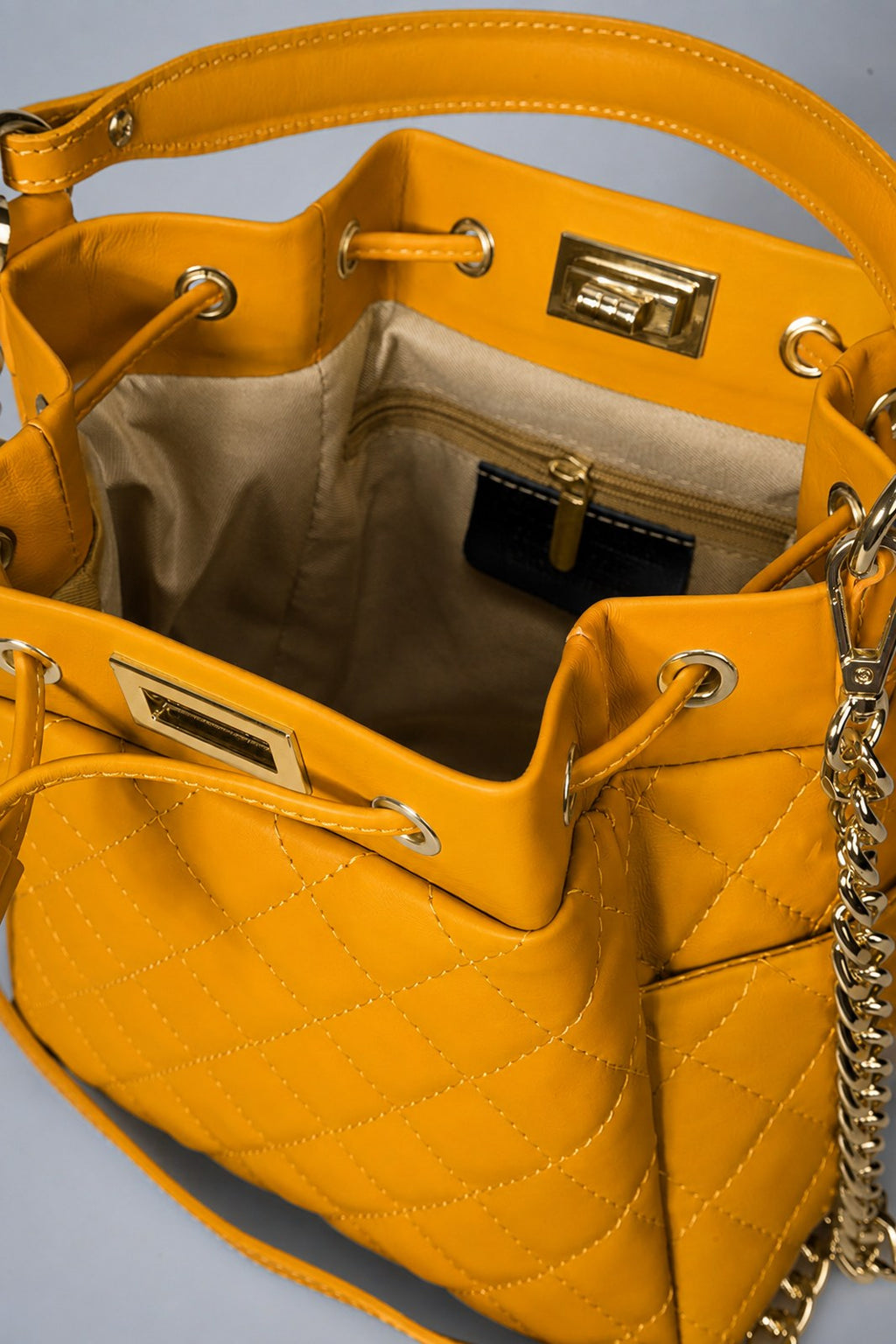 Veronica Made in Italy Full Grain Leather Top Handle Handbag – Golden