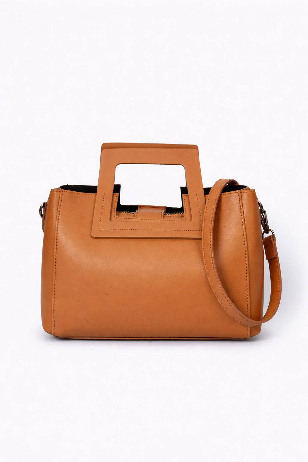 Vittoria Made in Italy Leather Top Handle Handbag – Tan