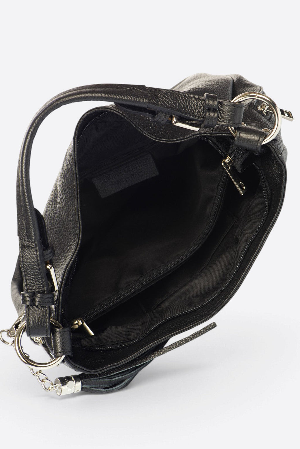 Viola Made in Italy Leather Top Handle Handbag – Black