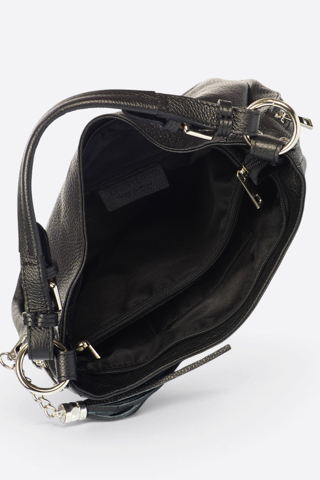 Viola Made in Italy Leather Top Handle Handbag – Black