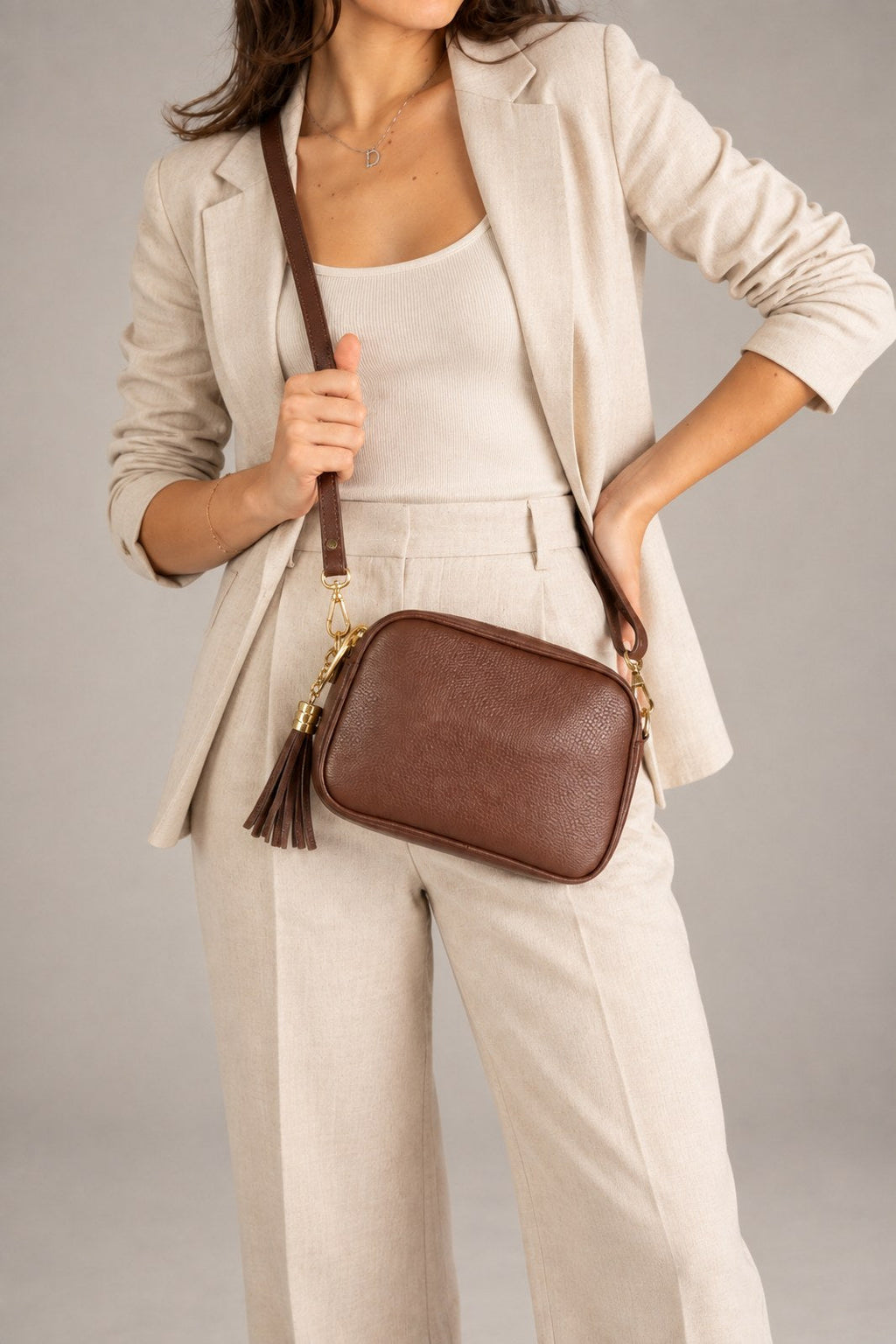 Elena Made in Italy Leather Crossbody Bag – Brown