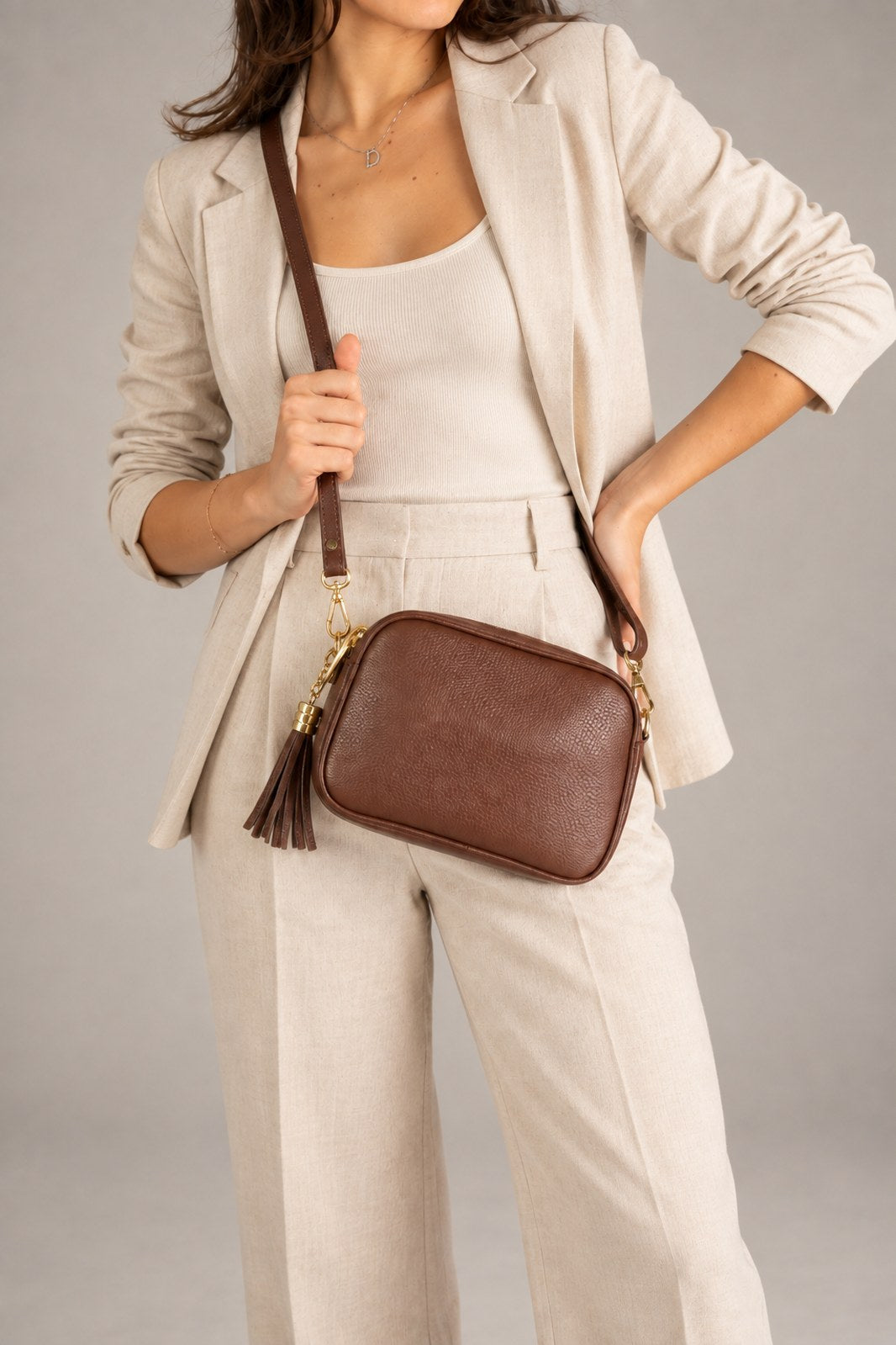 Elena Made in Italy Leather Crossbody Bag – Brown