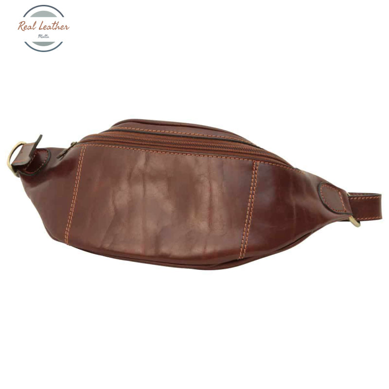 Full grain Italian calf skin leather belt pack Brown Belt Bag
