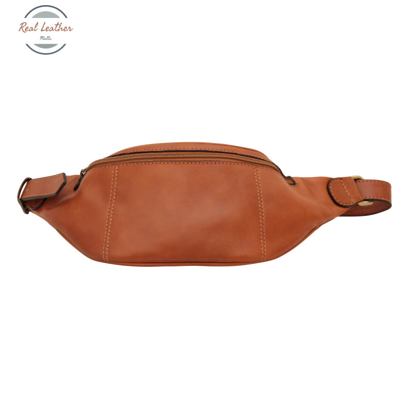 Full grain Italian calf skin leather belt pack Brown colonial Belt Bag