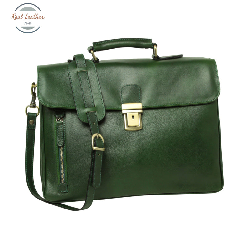 Full grain leather briefcase Green Briefcase