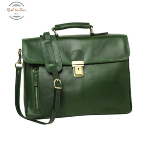 Full grain leather briefcase Green Briefcase