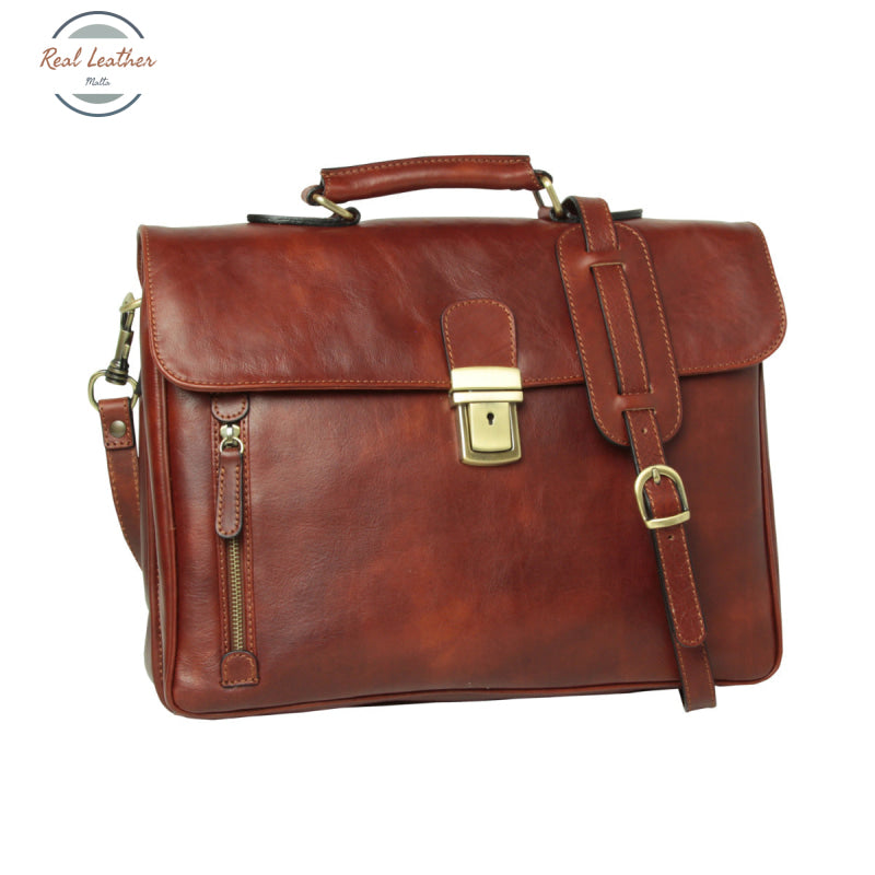Full grain leather briefcase Mahogany brown Briefcase