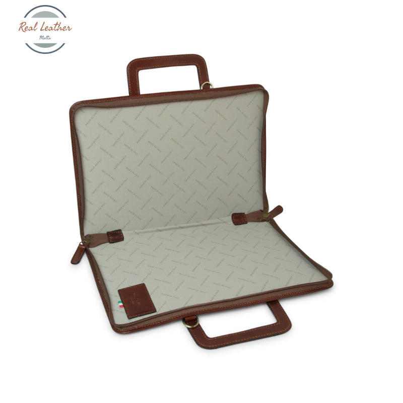 Full grain leather folder with shoulder strap Brown Leather Folder