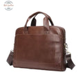 Genuine Cow Leather Laptop Bag for Men Briefcase Coffee Briefcase