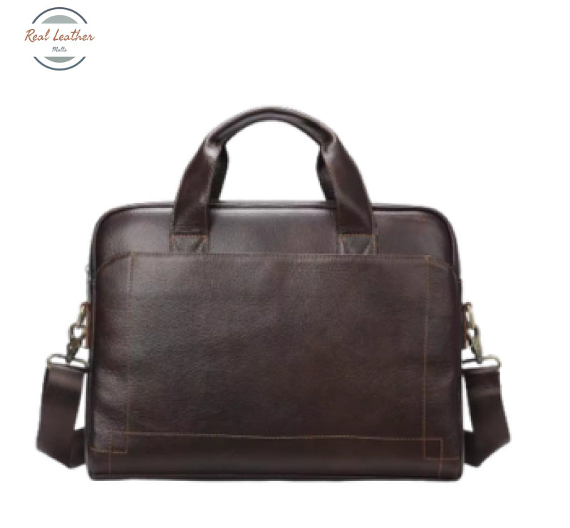 Genuine Cow Leather Laptop Bag for Men Briefcase Dark Coffee Briefcase