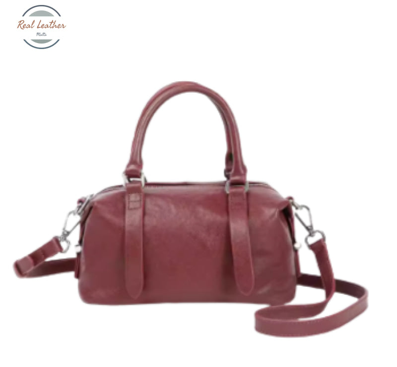 Genuine Cowhide Leather Crossbody Handbag for Women Angora red Cross body bag