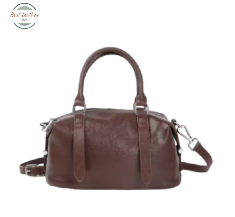 Genuine Cowhide Leather Crossbody Handbag for Women Coffee Cross body bag