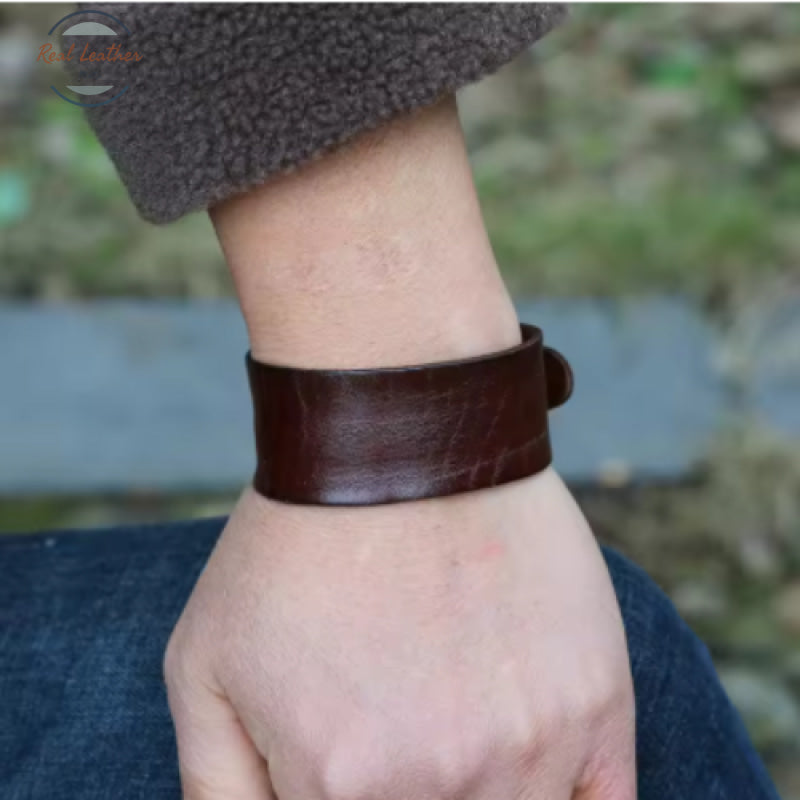 Genuine Cowhide Leather Wristband for Men bracelets