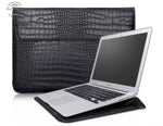 Genuine Crocodile Leather Flip Case Bag Laptop Sleeve for MacBook Air and Pro 13 14 15 16 Inch Black