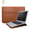 Genuine Crocodile Leather Flip Case Bag Laptop Sleeve for MacBook Air and Pro 13 14 15 16 Inch Brown