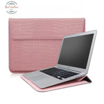 Genuine Crocodile Leather Flip Case Bag Laptop Sleeve for MacBook Air and Pro 13 14 15 16 Inch Pink