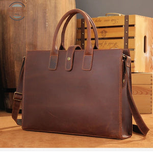 Genuine Leather 14 Inch Laptop Briefcase Handbag Briefcases