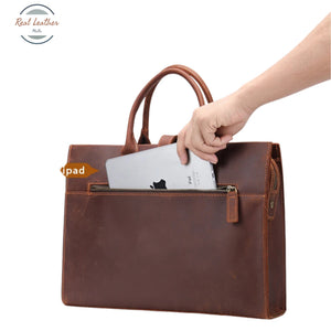 Genuine Leather 14 Inch Laptop Briefcase Handbag Briefcases