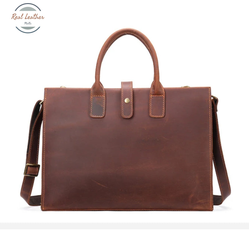 Genuine Leather 14 Inch Laptop Briefcase Handbag Briefcases