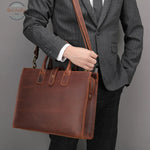 Genuine Leather 14 Inch Laptop Briefcase Handbag Briefcases