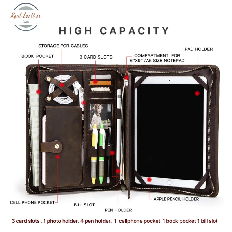 Genuine Leather A5 Portfolio And Tablet Case Portfolios