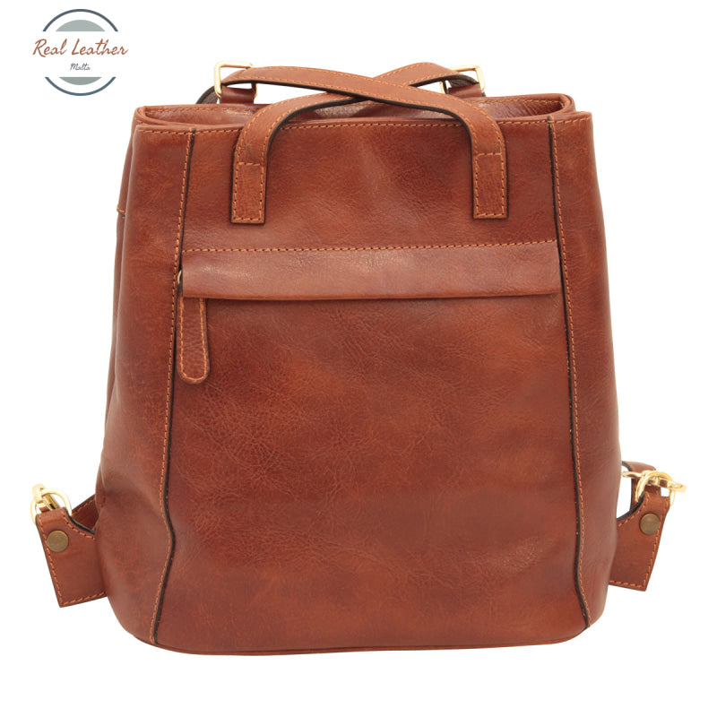 Genuine Leather Backpack Shoulder Brown Backpack